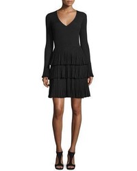 Diane von Furstenberg Sharlynn Tiered Piss Knit Dress Black