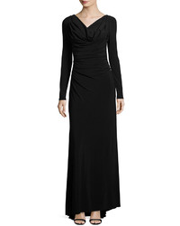 Vera Wang Long Sleeve Cowl Neck Knit Gown