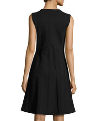 Tory Burch Cable Knit Fit And Flare Dress Navyblack