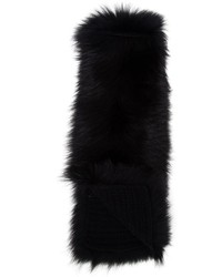 Black Knit Fur Scarf