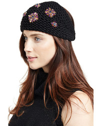 Jennifer Behr Headpieces Embellished Wool Snowdrop Headband Blackpurple