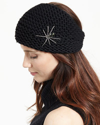 Jennifer Behr Headpieces Embellished Wool Spider Headband Black