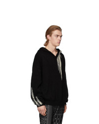 Ann Demeulemeester Black And White Wool Hoodie