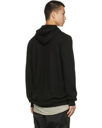 Rick Owens Black Boiled Cashmere Hoodie