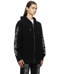 Givenchy Black Boucl Barbed Wire Zip Hoodie