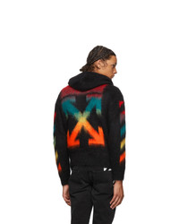 Off-White Black Brushed Mohair Diag Zip Up Hoodie