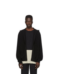 Frenckenberger Black Cashmere Open Front Hoodie