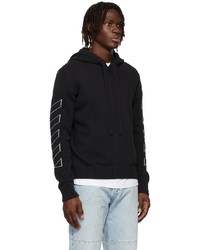 Off-White Black Diag Outline Knit Zip Hoodie