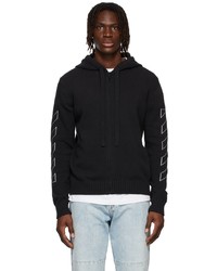 Off-White Black Diag Outline Knit Zip Hoodie
