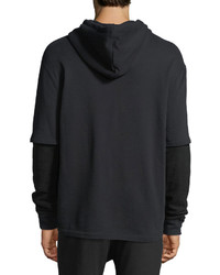 Vince Double Layer Waffle Knit Hoodie