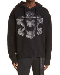 Off-White Intarsia Arrows Wool Blend Hooded Sweater