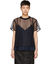 Sacai Navy And Black Cable Lace Blouse