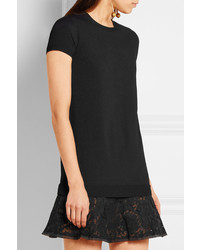 Valentino Corded Lace Trimmed Knitted Mini Dress Black
