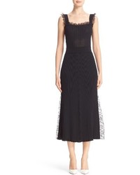 Black Knit Lace Midi Dress