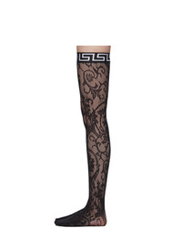 Versace Underwear Black Logo Band Lace Stockings