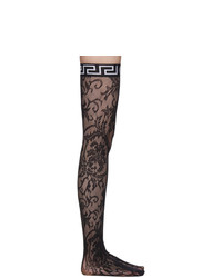 Versace Underwear Black Logo Band Lace Stockings
