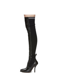 Fendi Black Knit Over The Knee Boots
