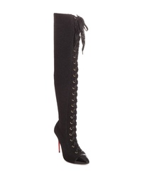 Christian Louboutin Frenchie Lace Up Over The Knee Sock Boot