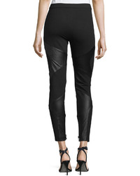 Haute Hippie Knit Pants With Leather Detailing Black