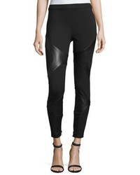 Haute Hippie Knit Pants With Leather Detailing Black
