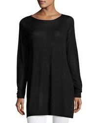 Eileen Fisher Long Sleeve Seamless Knit Ballet Neck Tunic Plus Size