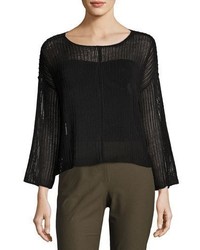 Eileen Fisher Bracelet Sleeve Knit Mesh Top Plus Size