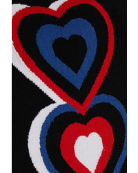 Fendi Heart Intarsia Knitted Midi Dress Black