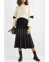 Alexander McQueen Cutout Stretch Knit Midi Skirt