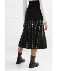 Alexander McQueen Cutout Stretch Knit Midi Skirt