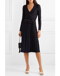 Diane von Furstenberg Klara Pleated Metallic Stretch Knit Midi Skirt