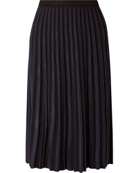 Diane von Furstenberg Klara Pleated Metallic Stretch Knit Midi Skirt