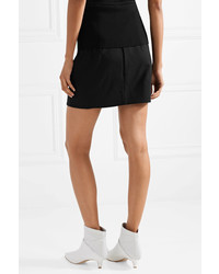 Tibi Anson Camille Ribbed Stretch Knit And Wool Blend Mini Skirt Black