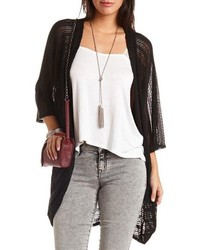 Charlotte Russe Textured Stripe Open Knit Cocoon Duster Cardigan