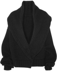The Row Loretta Ribbed Wool And Cashmere Blend Cardigan Black