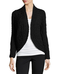 Lafayette 148 New York Mixed Cable Knit Striped Cardigan Sable