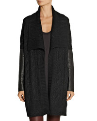 DKNY Pure Leather Sleeved Cable Knit Cardigan