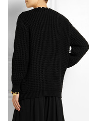 Saint Laurent Studded Wool And Cotton Blend Cardigan