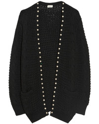 Saint Laurent Studded Wool And Cotton Blend Cardigan