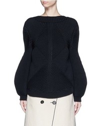 Victoria Beckham Oversize Sleeve Rib Knit Sweater