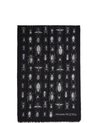 Alexander McQueen Black And Off White Insects Scarf
