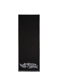 Alexander McQueen Black And Off White Small Fern Logo Scarf
