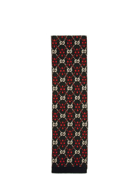Gucci Black And Red Gg Diamond Scarf
