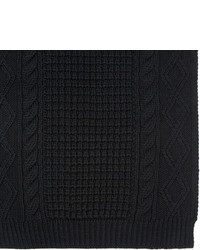 Versace Black Cable Knit Wool Scarf