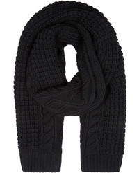 Versace Black Cable Knit Wool Scarf