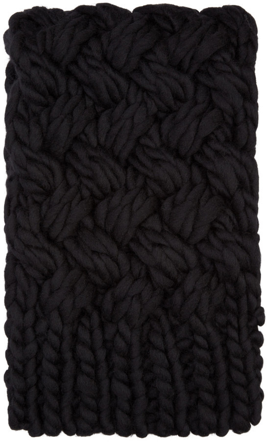 Junya Watanabe Black Hand Knit Wool Scarf, $455 | SSENSE | Lookastic