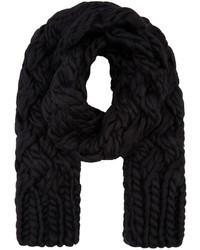 Junya Watanabe Black Hand Knit Wool Scarf