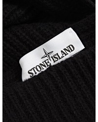 Stone Island Black Ribbed Wool Scarf