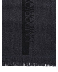 Emporio Armani Logo Wool Jacquard Knit Scarf
