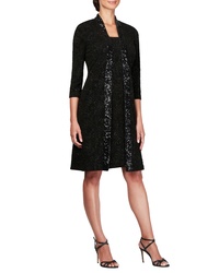 Alex Evenings Sequin Shift Dress With Jacket