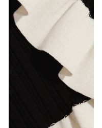 Esteban Cortazar Asymmetric One Shoulder Ribbed Stretch Knit Dress Black